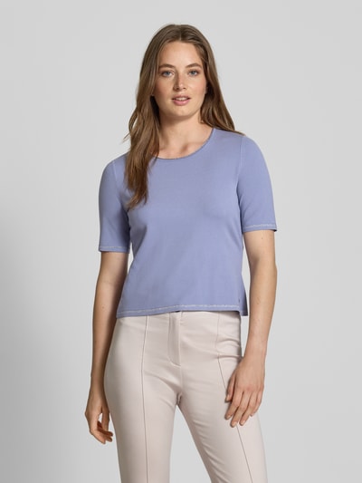 Marc Cain Gebreid shirt van viscosemix met ronde hals Lavendel - 4