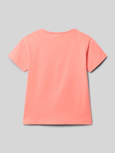 Produktfoto, T-Shirt mit Rundhalsausschnitt und Motiv-Print von Blue Seven in Koralle, Baumwoll-Mix mit Stretch, gerader Schnitt, Rückansicht