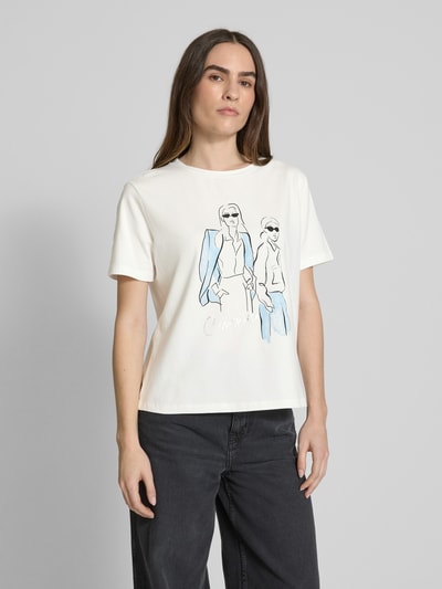 comma T-Shirt mit Motiv-Print Weiss 4