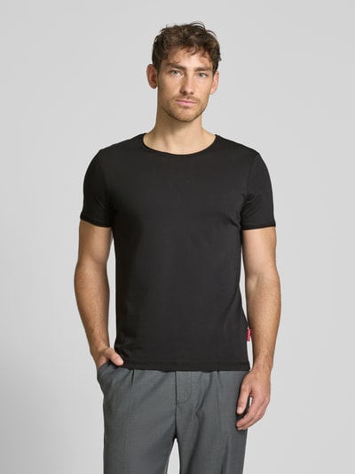 JOOP! Jeans T-Shirt mit geripptem Rundhalsausschnitt Modell 'Caspian' Black 4