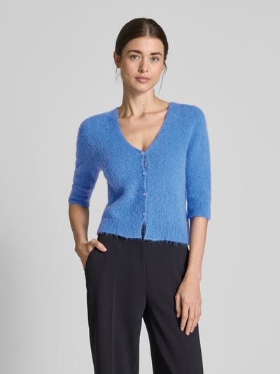 Oui Strickjacke mit Knopfleiste Blau 4