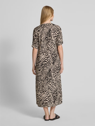 FREE/QUENT Sukienka midi z mieszanki wiskozy z dekoltem w serek model ‘Larin’ Beżowy 5