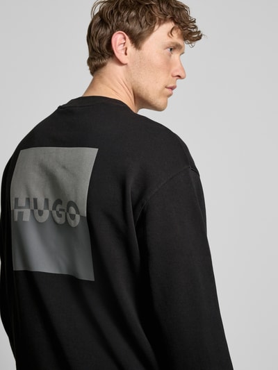 HUGO Sweatshirt met labelprint, model 'Split Hugo' Zwart - 3