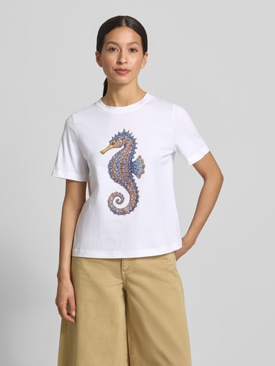 Rich & Royal T-Shirt mit Motiv-Print und Rundhalsausschnitt Weiss 4