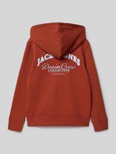 Jack & Jones Hoodie mit Label-Print Modell 'BRANDES' Dunkelrot 3