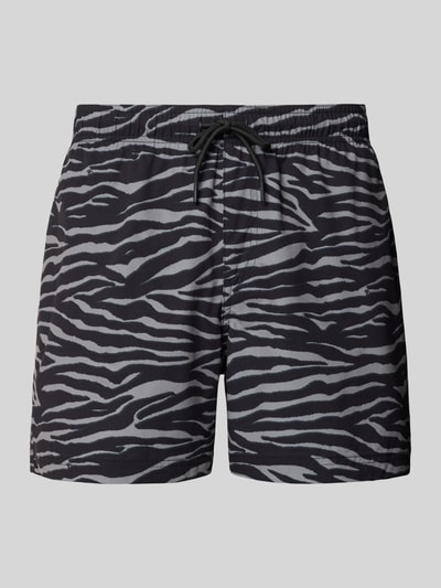 JACK & JONES Regular Fit Badeshorts mit Allover-Animal-Print Modell 'Maui' Black 1