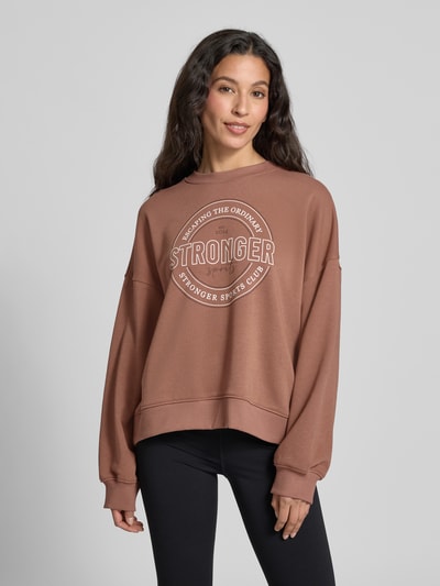 Stronger Relaxed Fit Sweatshirt mit überschnittenen Schultern Hellbraun 4
