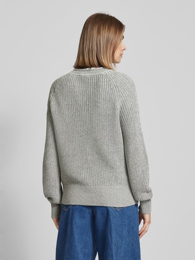 Tom Tailor Denim Regular fit gebreide pullover met gerolde ronde hals Middengrijs gemêleerd - 5