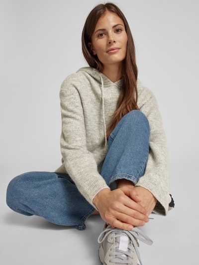 Marc O'Polo Oversized Hoodie aus Schurwoll-Mix mit kompaktem Maschenbild Hellgrau Melange 3