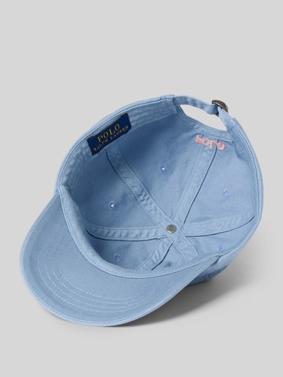 Produktfoto, Basecap aus reiner Baumwolle von Polo Ralph Lauren Kids, Optik: Unifarben in Hellblau, Logo-Stitching, Riegel, Materialverarbeitung: Twill