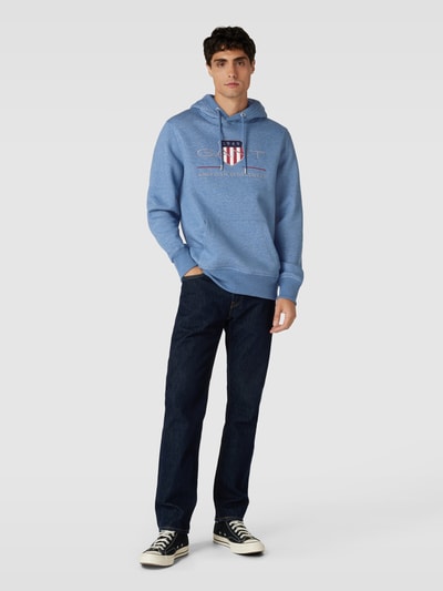 Gant Hoodie met labelstitching, model 'ARCHIVE SHIELD' Oceaanblauw gemêleerd - 1