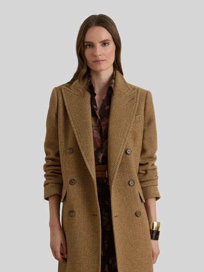 Lauren Ralph Lauren Mantel aus Wolle mit doppelreihiger Knopfleiste Camel 1