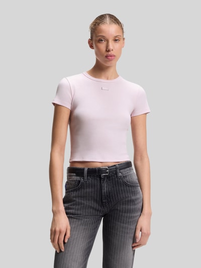 HUGO Blue t-shirt o kroju slim fit, krój krótki, z mieszanka bawełny
model 'BABY TEE_B' Jasnoróżowy 4