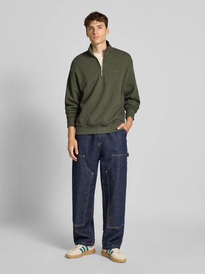 Tommy Jeans Bluza z kołnierzem o kroju relaxed fit z czystej bawełny Ciemnozielony 1