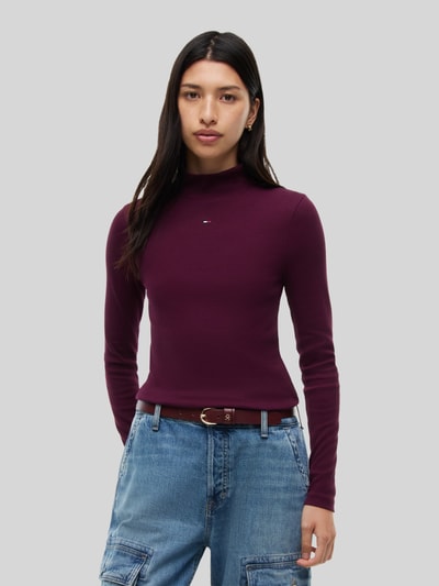 Tommy Jeans Slim Fit Langarmshirt aus Baumwoll-Mix  Bordeaux 4