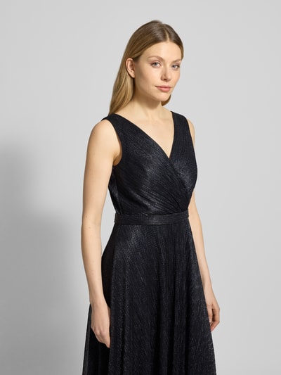 TROYDEN COLLECTION Schimmerndes Abendkleid mit V-Ausschnitt Marine 3