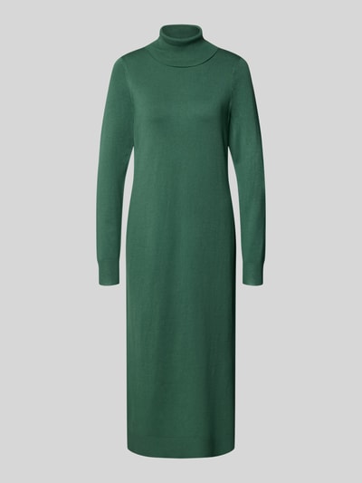 Productfoto, groene tricotjurk uit viscosemix met col, recht model, midi-jurk van Christian Berg Woman, gladde textuur