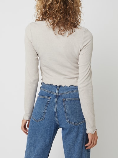 Tom Tailor Denim Cropped Shirt mit Rippenstruktur  Hellgrau 5