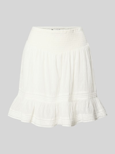 Produktfoto, Regular Fit Mini-Skort aus reiner Baumwolle Modell 'KATTI' von Only in Unifarben, ausgestellte Passform, Mini-Länge, feines Strukturmuster, gesmokter Bundabschluss, leichte Webstruktur.