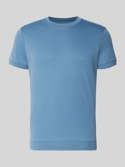 Produktfoto, T-Shirt mit Rundhalsausschnitt von RAGMAN, niebieski, jednolity, z czystej bawełny, krój slim fit, długość tyłu 70 cm w rozmiarze M