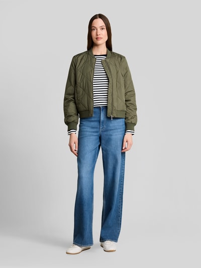 Tom Tailor Denim Regular Fit Bomberjacke mit Rippbündchen Oliv 1