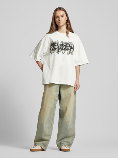 Review Oversized T-Shirt mit Label-Print Offwhite 1