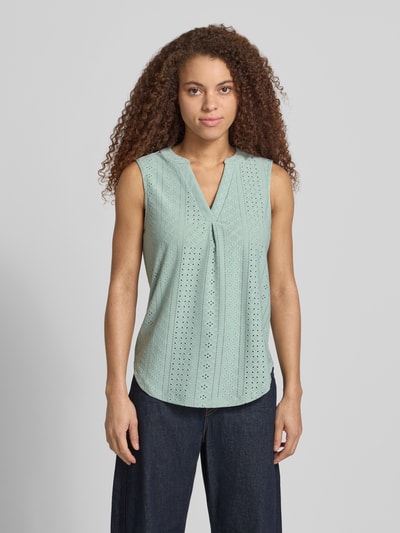 ONLY Top bluzkowy o kroju regular fit z haftem angielskim model 'SANDRA' Trzcinowy 4