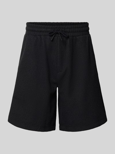 Produktfoto, Regular Fit Sweatshorts aus Baumwoll-Mix von Marc O'Polo Denim, Optik: Unifarben, Label-Patch, Bouclé Materialverarbeitung, seitliche Eingrifftaschen, Gesäßtasche, Bundabschluss elastisch mit Tunnelzug