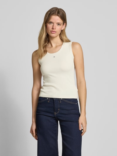 Tommy Jeans Tanktop met boothals, model 'ESSENTIALS' Offwhite - 4