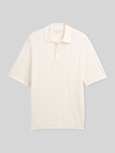 Tom Tailor Regular Fit Poloshirt aus reiner Baumwolle in Strickoptik Offwhite Melange 2