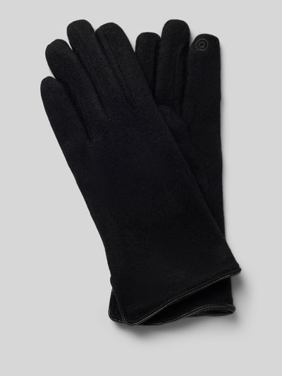 Produktfoto, Handschuhe aus Woll-Mix von EEM, czarne, z dekoracyjnymi szwami, faktura dzianiny, obszyte brzegi, damskie