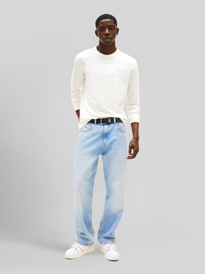 Tommy Jeans Slim Fit Langarmshirt aus reiner Baumwolle Offwhite 1