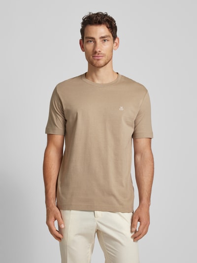 Marc O'Polo T-shirt met labelprint Beige - 4