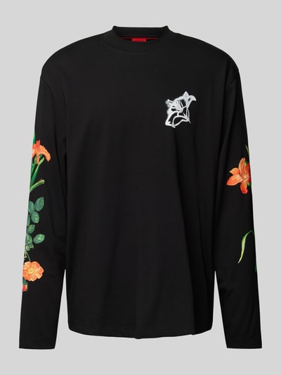 HUGO Sweatshirt mit gerippten Abschlüssen Modell 'Diflowerlo' Black 2