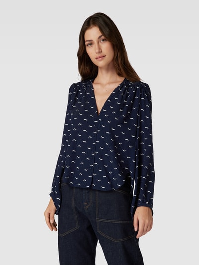 Zadig & Voltaire Overhemdblouse met all-over motief, model 'TURIN' Marineblauw - 4