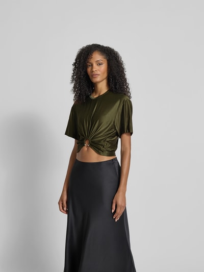 Rabanne Blusentop aus Viskose-Mix mit Cut-Out Khaki 4