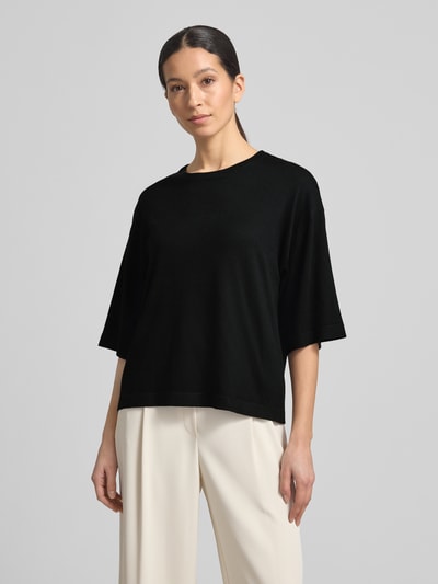 FREE/QUENT Gebreid shirt van viscosemix model 'Conny' Zwart - 4