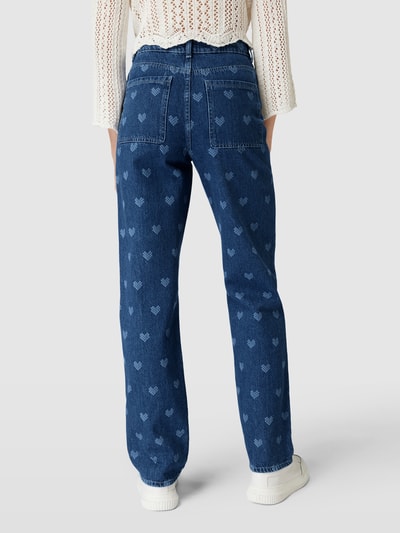 Pieces Straight Fit Jeans mit Allover-Motiv-Print Modell 'FIMMA' Jeansblau 5