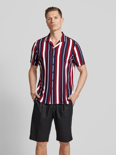 Jake*s Slim Fit Slim fit zakelijk overhemd met 1/2-mouwen Bordeaux - 4