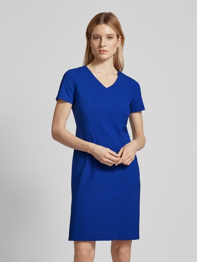 comma Knielange jurk met V-hals Koningsblauw - 4