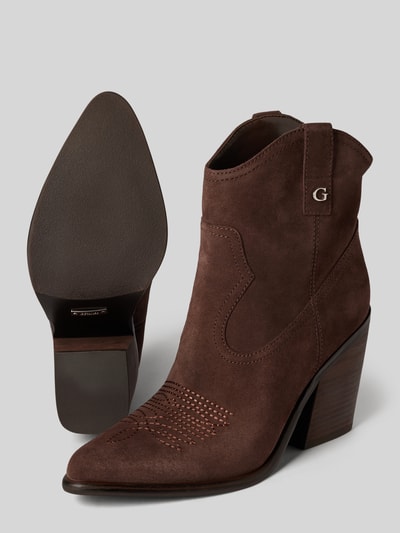 Guess Lederstiefeletten mit Stickerei Modell 'JALELLA' Mittelbraun 3