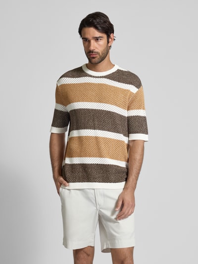 SELECTED HOMME Regular fit T-shirt van puur katoen, model 'GINGER' Beige - 4