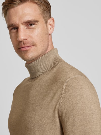 OLYMP Level Five Slim Fit Strickpullover mit Rollkragen Beige 3