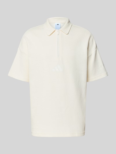 adidas Sportswear Regular fit poloshirt met labelstitching en ritssluiting Offwhite - 2