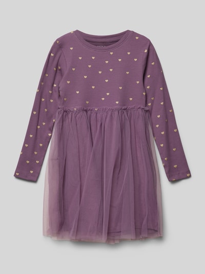 Name It Jurk met tule, model 'MINI DOTS' Mauve - 1