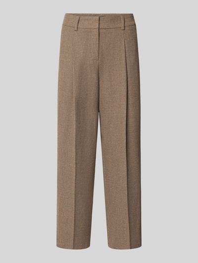 Produktfoto, Regular Fit Bundfaltenhose mit Viskose-Woll-Anteil Modell 'SLOANNE' von SEDUCTIVE, beigebrauner Stoff, glatte Struktur