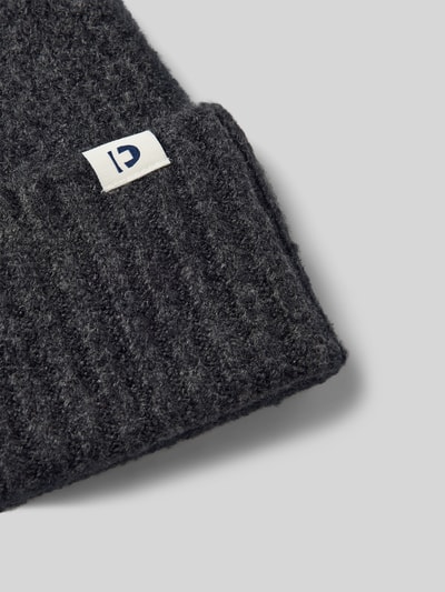 Tom Tailor Denim Ribgebreide beanie met logopatch op de omslag Antraciet - 2