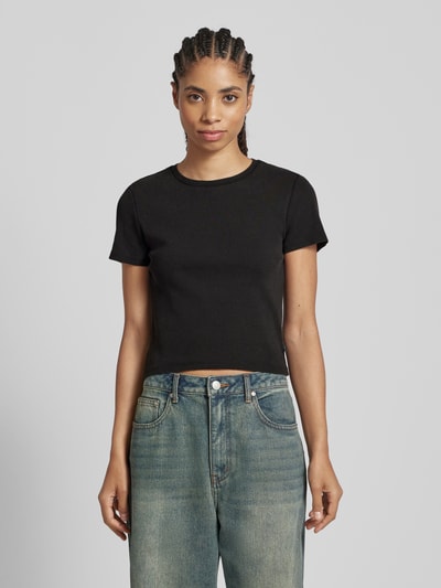 QS Crop Top in Ripp-Optik Black 4