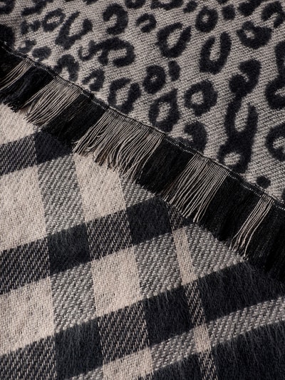 More & More Szal ze zwierzęcym haftem Czarny 2