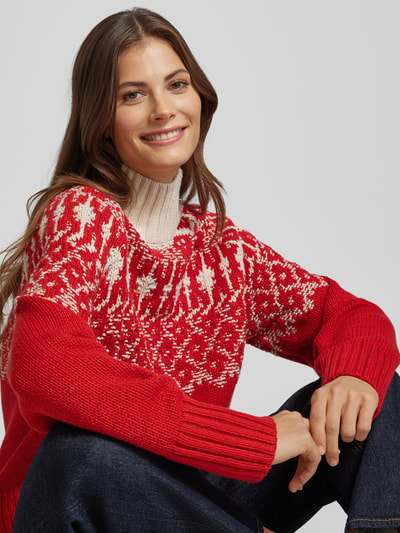 Jake*s Casual Strickpullover mit Stehkragen Kirsche 3